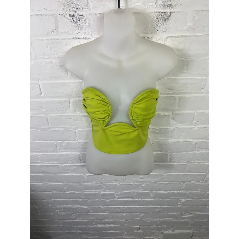 Gina Tricot Women's Low Cut Wired Tube Top Sleeveless Wash Less Green Size S - Picture 3 of 7